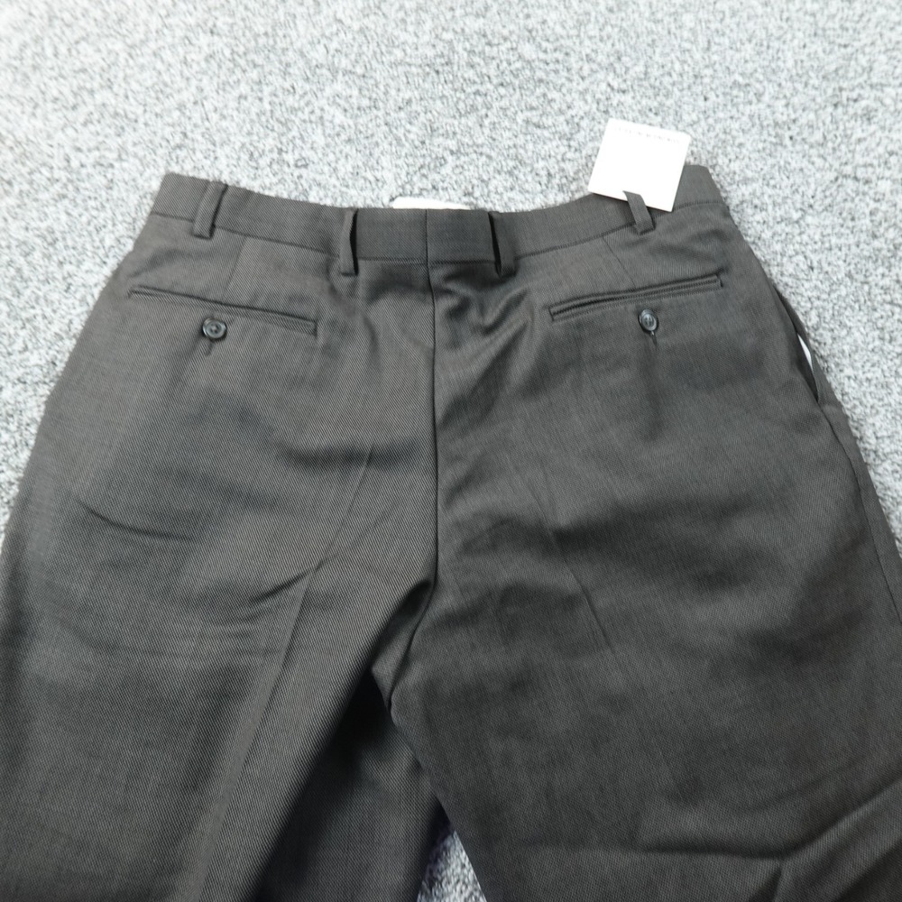 NEW Turnbury Pants Mens 36X30 Brown Merino Wool Dress Trouser Pleated Cuffed